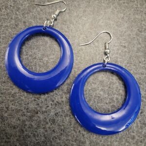 Vibrant Blue Circle Earrings